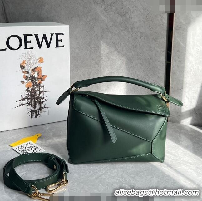 Famous Brand Loewe Small Puzzle Edge bag in Smooth Calfskin 0202 Bottle Green 2024