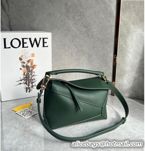 Famous Brand Loewe Small Puzzle Edge bag in Smooth Calfskin 0202 Bottle Green 2024