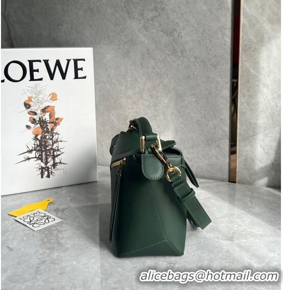 Famous Brand Loewe Small Puzzle Edge bag in Smooth Calfskin 0202 Bottle Green 2024