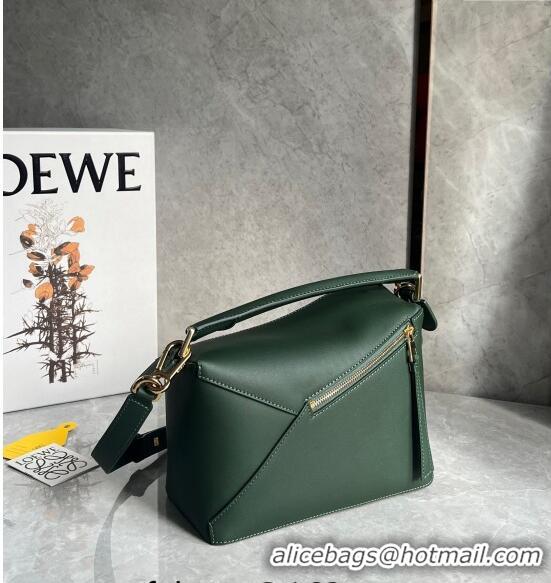 Famous Brand Loewe Small Puzzle Edge bag in Smooth Calfskin 0202 Bottle Green 2024