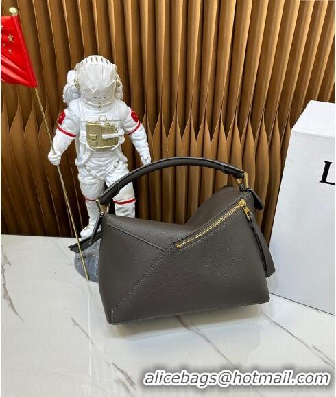 Best Price Loewe Small Puzzle Edge bag in Litchi-Grained Calfskin 0202 Dark Grey 2024