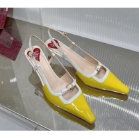 Grade Quality Roger Vivier Mini Buckle Slingback Pumps 6cm in Patent Leather Yellow 0124099