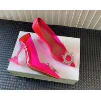 Purchase Amina Muaddi Begum Glass PVC Pumps 9.5cm with Crystals Circle Fuchsia Pink 0124085