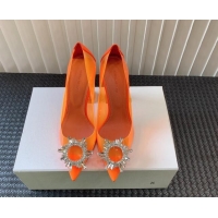 Popular Style Amina Muaddi Begum Glass PVC Pumps 9.5cm with Crystals Circle Orange 124088