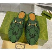 Best Product Adidas x Gucci GG Canvas Flat Mules with Horsebit Green 127058