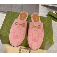 Top Grade Adidas x Gucci GG Canvas Flat Mules with Horsebit Light Pink 127059