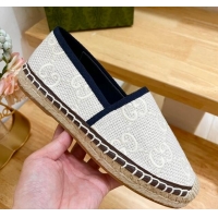 Good Looking Gucci GG Texture Espadrilles Flat White 125103