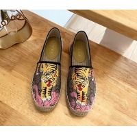 Shop Duplicate Gucci GG Tiger Canvas Espadrilles Flat 125106