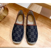 Cheap Price Gucci GG Denim Espadrilles Flat Dark Blue 125108