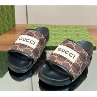 Unique Style Gucci Maxi-GG Flat Slide Sandals Brown 0127033