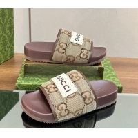 Discount Gucci Maxi-GG Flat Slide Sandals Camel 127034