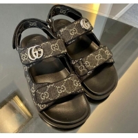 Low Price Gucci Black Double G Denim Flat Sandals 127040