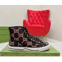 Charming Gucci Tennis 1977 High-top Sneakers in GG Ripstop Fabric Beige/Brown 0127060