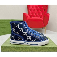 Best Product Gucci Tennis 1977 High-top Sneakers in GG Ripstop Fabric Blue 0127061