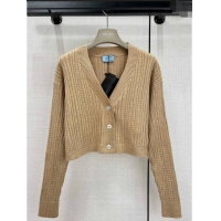 ​Fashion Discount Prada Wool Cardigan with Crystal P11306 Brown 2024