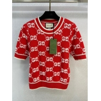 ​Buy Fashionable Gucci Wool GG Short-sleeved Sweater G12210 Red 2024