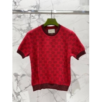 ​Good Looking Gucci Wool & Cashmere Short-sleeved Sweater G022606 Red 2024