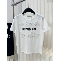 Perfect Luxurious Dior Butterfly Cotton T-shirt D022616 White 2024