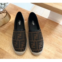 Popular Style Fendi FF Canvas Espadrilles Flat Brown/Black 0126161