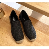 Unique Style Fendi Espadrilles Flat in FF Canvas and Leather Grey/Black 0126165