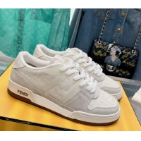 Best Grade Fendi Match Low Top Sneakers in Canvas and Suede White 0129001