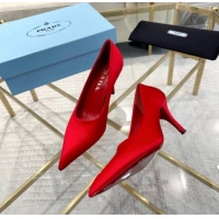 Shop Duplicate Prada Satin Pumps 8cm Red 0228053