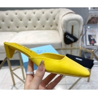 Good Looking Prada Satin Square Mules 4cm Yellow 228063