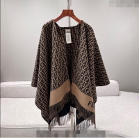 Famous Brand Fendi Wool Cashmere Cape 135x135cm 0131 Brown/Black 2024