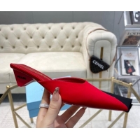 Top Grade Prada Satin Pointed Mules 3.5cm Red 228067