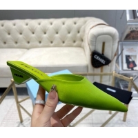 Good Quality Prada Satin Pointed Mules 3.5cm Green 228070