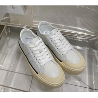 Feminine Celine AS-02 Low Lace-up Alan Platform Sneakers 4cm in Calf Leather White 124112