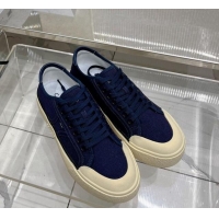 Sophisticated Celine AS-02 Low Lace-up Alan Platform Sneakers 4cm in Canvas Navy Blue 0124116