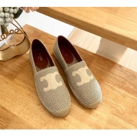 Luxury Celine Triomphe Cotton Canvas Espadrilles Gold 124123