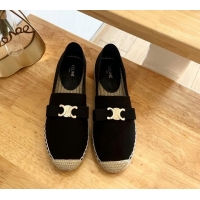 Classic Hot Celine Cotton Canvas Espadrilles with Logo Bow Black 0124125