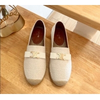 Good Product Celine Cotton Canvas Espadrilles with Logo Bow White 124128