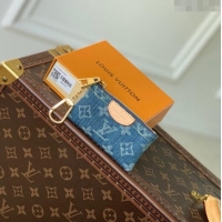 Unique Grade Louis Vuitton Monogram Denim Key Pouch in Blue M82961 2024