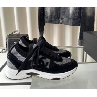 Top Design Chanel Knit Sneakers Black 0126072