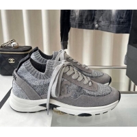 Good Product Chanel Knit Sneakers Grey 0126073