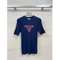 ​Buy Inexpensive Prada Wool Short-sleeved Sweater P030812 Blue 2024