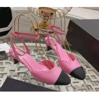 Top Grade Chanel Lambskin Slingback Pumps 5cm Pink 0126132