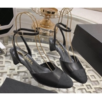 Sumptuous Chanel Lambskin Slingback Pumps 5cm G45370 Black 0126135