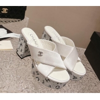 Grade Quality Chanel Satin & Crystals Sandals 9cm G45365 White 0126139