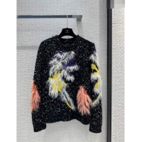 Super Quality Chanel Sequin Sweater with Feather CH120610 Black 2023