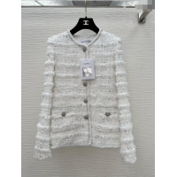 Luxury Cheap Chanel Tweed Jacket CH022312 White 2024