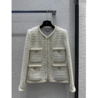 Buy Inexpensive Chanel Tweed Jacket CH031116 White 2024