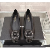 Best Price Chanel Camellia Bloom Lambskin Flat Ballet 1cm Black 0224025