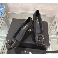 Perfect Chanel Camellia Bloom Lambskin & Patent Calfskin Pumps 7cm Black 0224028