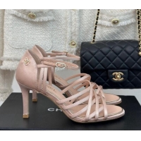 Purchase Chanel Satin Heel Sandals 7cm Pink 224040