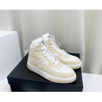 Most Popular Chanel Cotton High-Top Sneakers G45353 light Beige 0224075