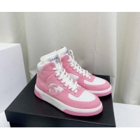 Popular Style Chanel Cotton High-Top Sneakers G45353 Pink 224076